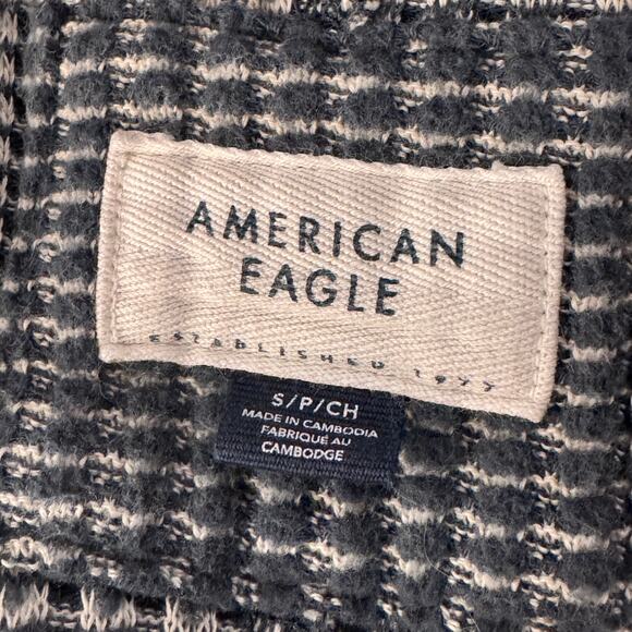 American Eagle Small Big Hug Sweater Waffle Knit V-Neck Oversized Long Sleeves - Picture 8 of 10